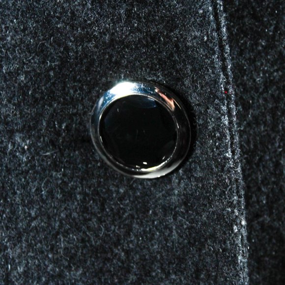 Classic New York Streetstyle Dark Gray Wool Overcoat with Velveteen Trim - Picture 7 of 8